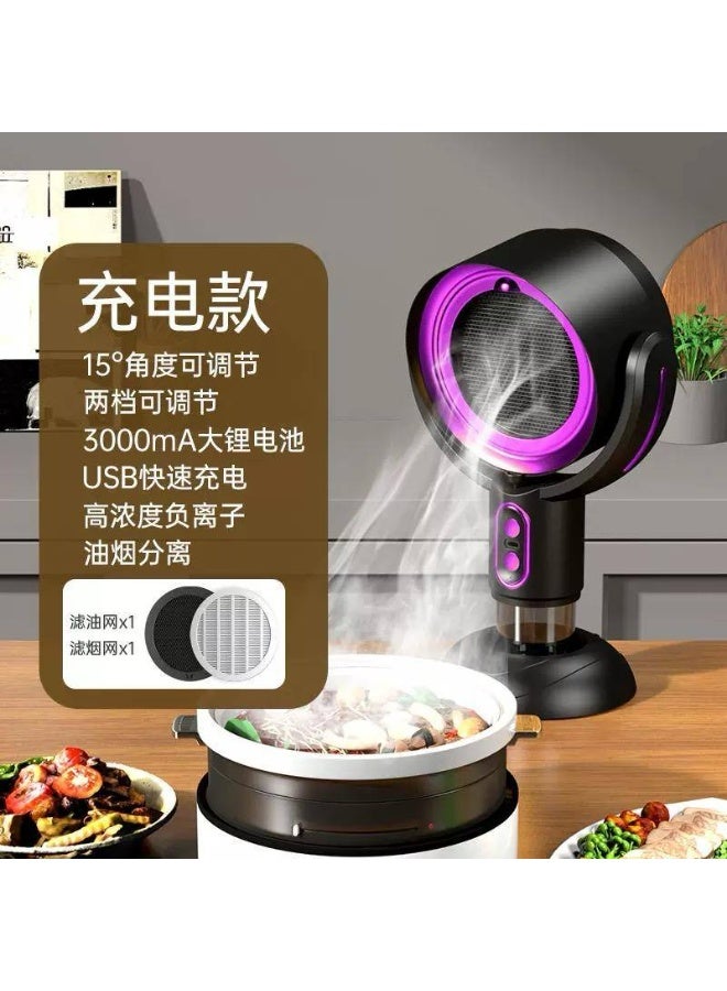 This extractor fan and air purifier cleans the air of smoke, leaving it clean and healthy. It removes odors and smoke from kitchens and offices, promoting a healthy and refreshing environment. The small, practical, and easy-to-use extractor cleans the air of odors, smoke, and bacteria in seconds with fast and effective suction. Negative ion technology purifies the air of bacteria and harmful pollutants. Its compact and portable design allows it to be easily placed on any desk or surface. Simple touch controls ensure easy operation. - Image 3